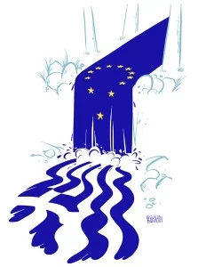 Greece crisis cartoon, money, debt, Greek crisis cartoons by Gatis Sluka