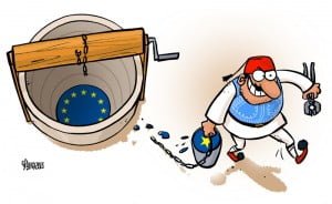 Greece austerity cartoon, money, debt, Greek crisis cartoons