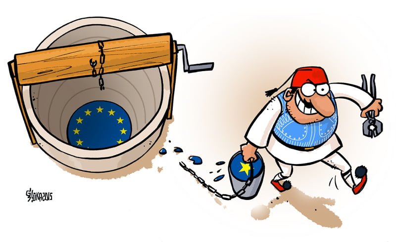Grieķijas krīze karikatūrās