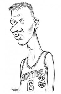 Kristaps Porzingis caricature, cartoon, sketch, Gatis Sluka, NBA, Latvia, New York Knicks
