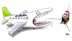 AirBaltic karikatūra, Gatis Šļūka, lidmašīna, Dombrovskis