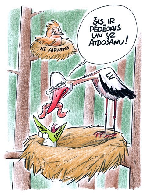 AirBaltic karikatūra, Gatis Šļūka, Dombrovskis, Fliks