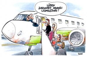 AirBaltic karikatūra, Gatis Šļūka, lidmašīna, ziedojums