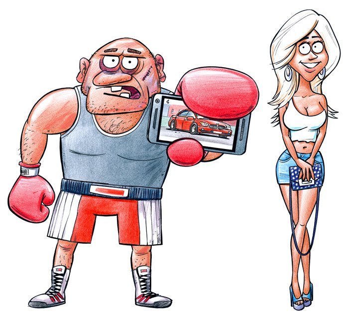 Blondīne bokseris LTAB OCTA, Gatis Šļūka, karikatūra