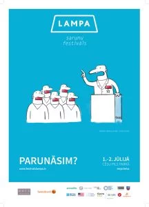 plakāts festivāls Lampa, karikatūru izstāde, patiesība ir jokā