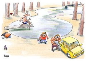 Facing the climate, gatis šļūka, karikatūra