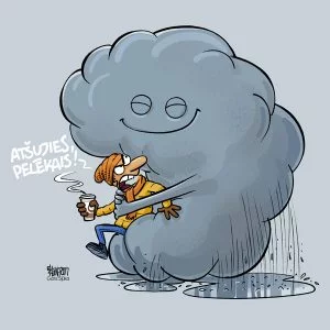 Pelēkais karikatūras izdruka, karikatūra pie sienas, Gatis Šļūka