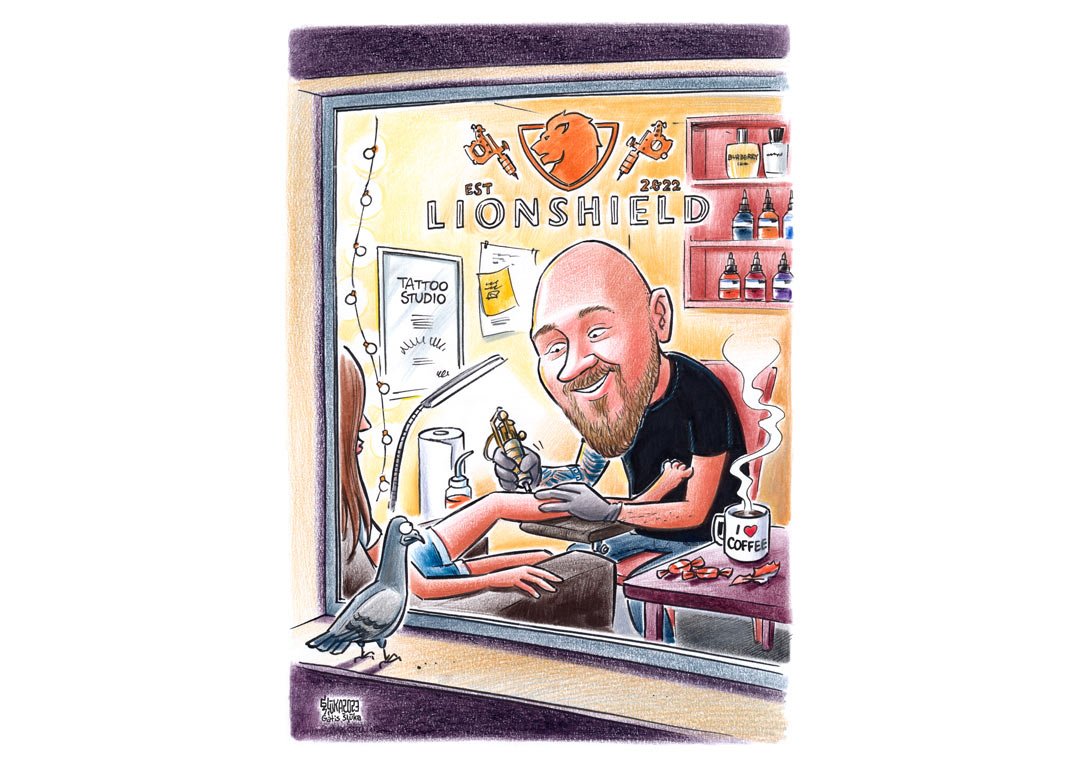 Individuāli veidota karikatūra ar mākslinieku