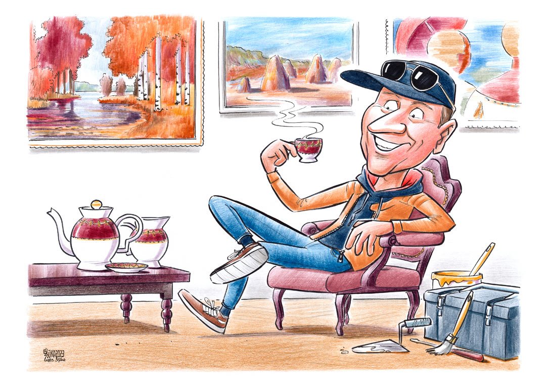 Karikatūras zīmējums pēc foto kā dāvana dzimšanas dienā