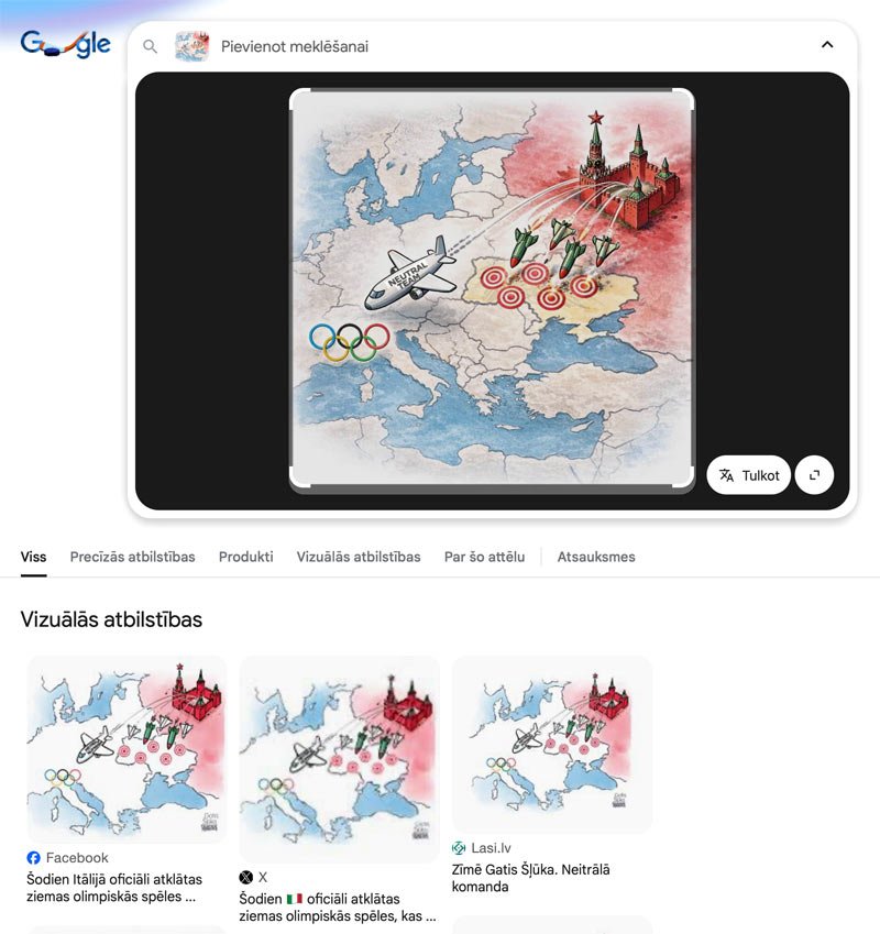 Google attēlu meklētājs atrod karikatūras oriģinālu